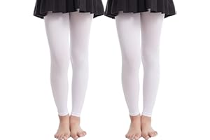 Frola Girls' Opaque Footless Tights Ultra Soft Solid Colored Dance Tights Age 2-13