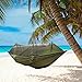 Rusee Camping Hammock with Net Outdoor Hammock Travel Bed Lightweight Parachute Fabric Double Hammock for Outdoor, Camping, Hiking, Backpacking, Backyard (Army Green)