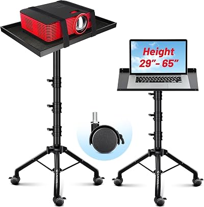 CAHAYA Universal Projector Stand with Adjustable Height & Wheels
