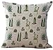 Crazy Cart Cotton Linen Square Decorative Throw Pillow Cover Cactus Painting Home Decorative Pillowcase Cushion Cover 18*18 inch