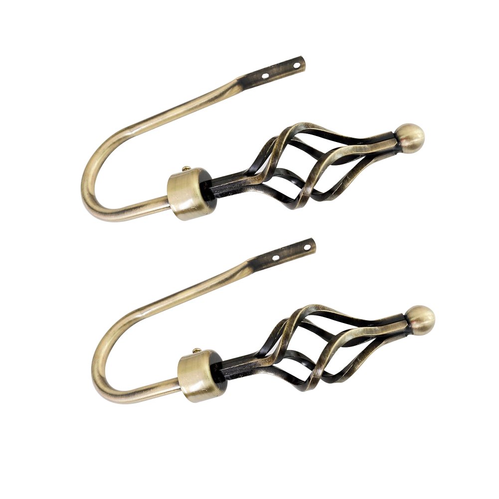 iHomestyle One Pair Long Spiral All Metal Curtain Holdbacks,Curtain Tiebacks,Curtain Hooks (Antique Brass)