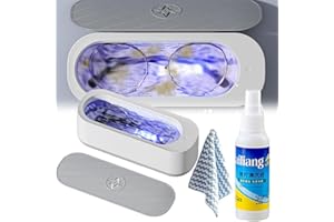 ZBVUIYL Clerazy Ultrasonic Glasses Cleaner,Rechargeable Clerazy Eyeglass Cleaner Machine with Liquid,Fast Deep Cleaning for Eyewear,Jewelry (1Set)