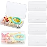 BATTIPAW 6PCS Hair Tie Organizer, Transparent Mini Storage Box, Rectangle Clear Plastic Storage Container, Portable Small Items Holder with Lid for Home, Offices, Business Trips, Travels (6PCS)