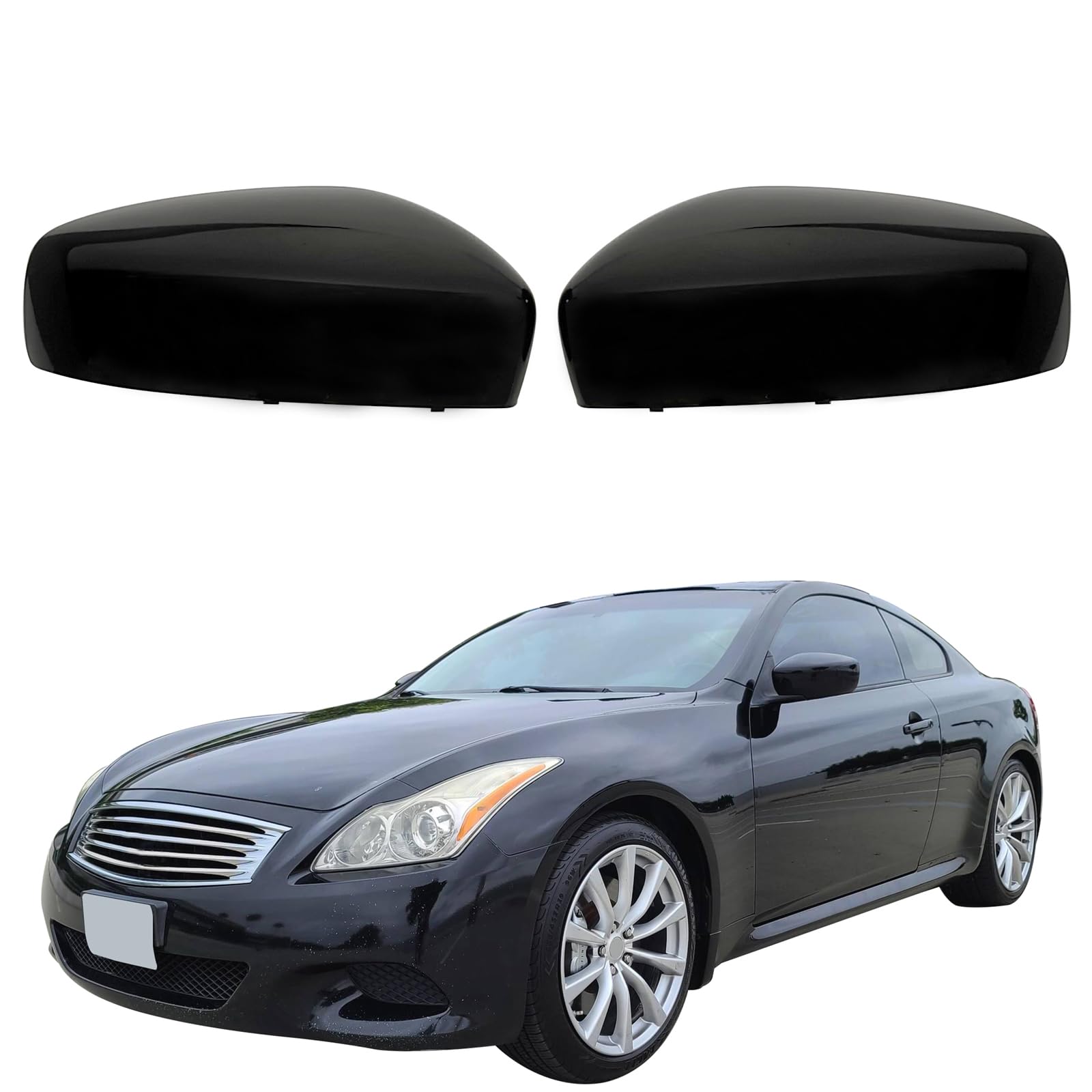 Photo 1 of KYYET Gloss Black Door Wing Mirror Cover Caps Compatible with Infiniti G37 G25 Sedan Coupe