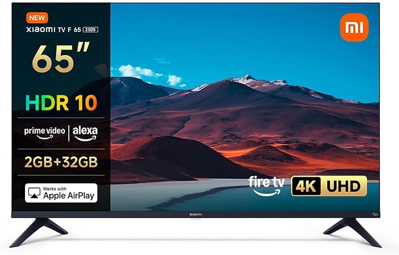 TV F 65 2025, 65 pollici (165 cm),4K UHD,Smart TV, Fire TV,Triple Tuner DVB-C/S/S2/T/T2, HDR10,MEMC, Modalità Game Boost 120Hz, Controllo Vocale Alexa, 2GB+32GB, Compatibile con AirPlay
