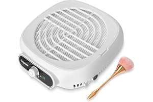 CORPOWER Nail Dust Collector, Professional Brushless Turbo Dust Collector Nail Tech with Reusable Filter,Powerful Nail Vacuum Fan Dust Extractor Manicure Tool for Nail Polishing,Salon & Home (White)