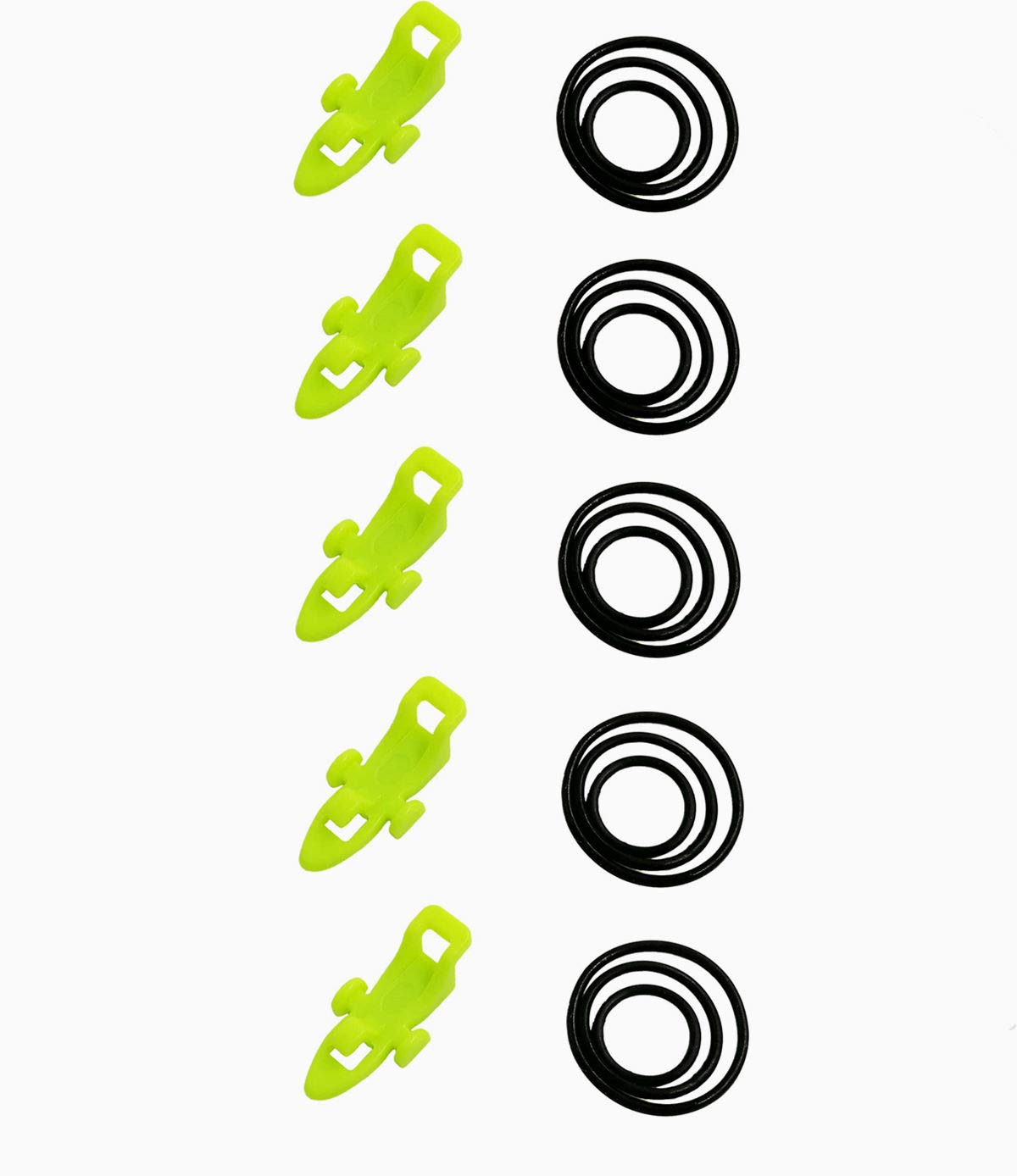 Fishing Hooks Keeper Fish Lure Bait Holders with 3 Size Elastic Rubber Rings for Worm Hooks and Treble Hook, Yellow-Green