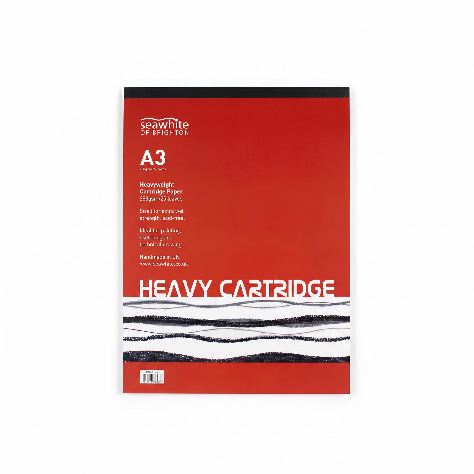 Seawhite of Brighton A3 Heavy Cartridge Paper Pad – 220gsm Drawing Paper for Sketching, Illustration & Mixed Media – Strong Art Pad for Artists, Students & Classroom Use