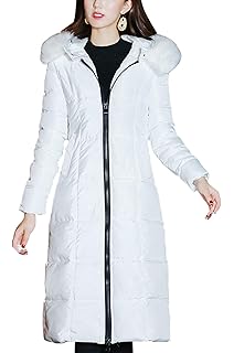 adomi women's long hooded thickened down coat with fur trim