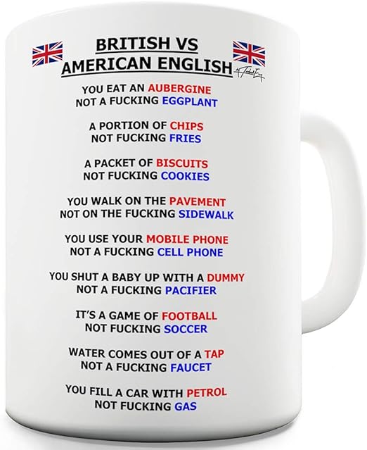Amazon Com Twisted Envy British Vs American English Grammar Ceramic Coffee Mug Kitchen Dining