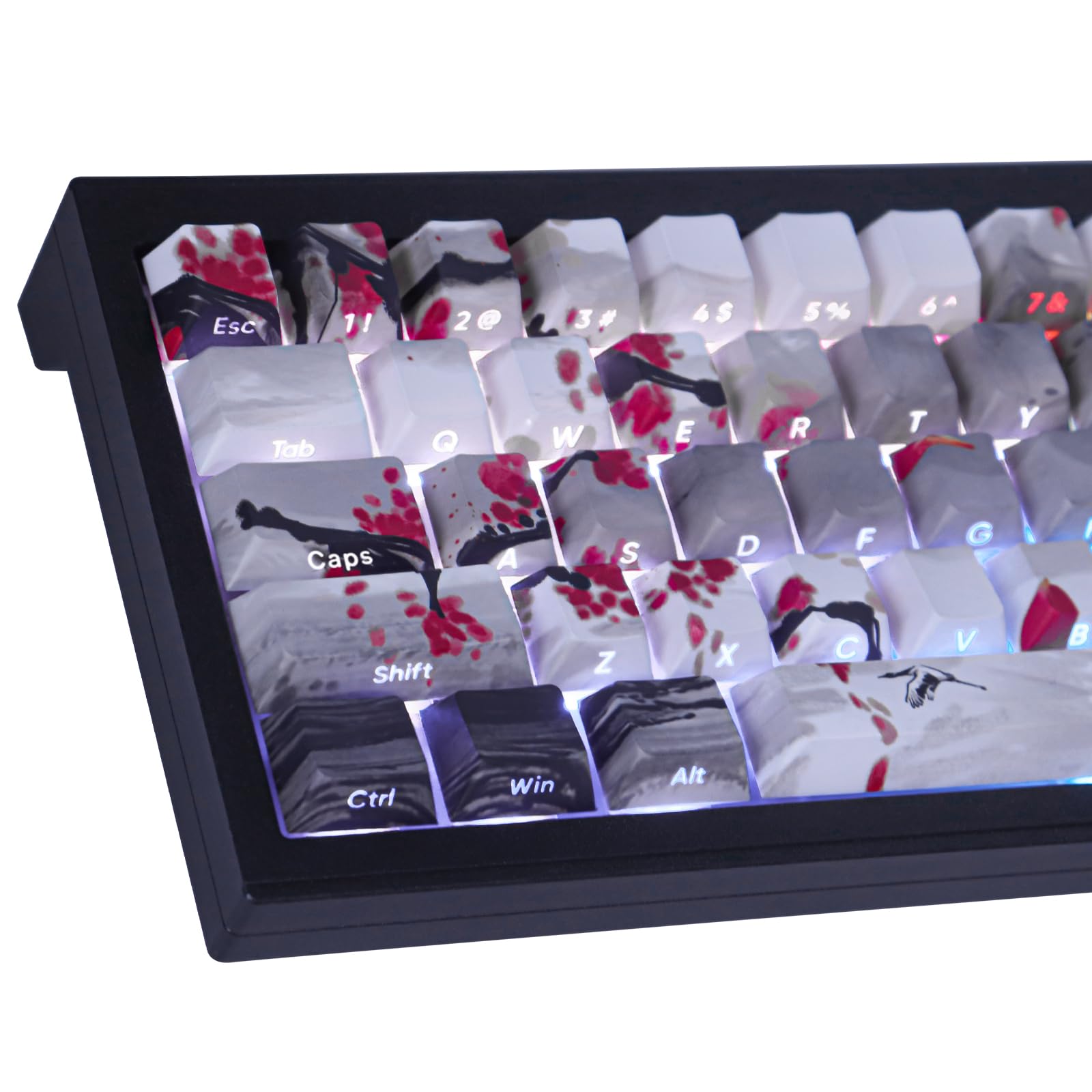 Keycaps PBT Transparent Keycap Letter Side Print Landscape Painting Custom Keycaps 135 Keys for ISO ASIN Layout Cherry MX Switches Mechanical Keyboards