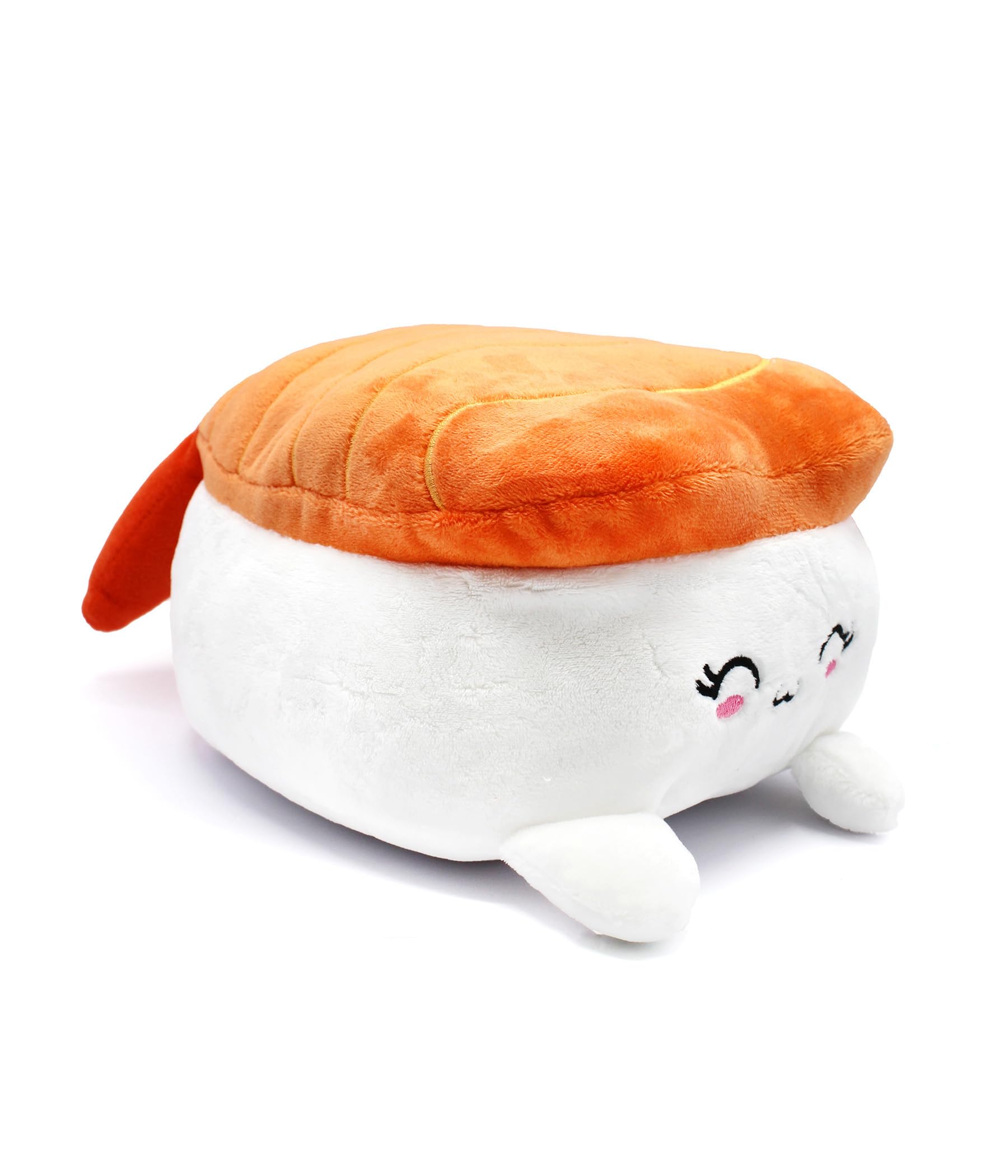 Joy Toy - Plushi Nigiri Sushi with Shrimp (Embroidered) Plush - Size 20 cm, White, Orange, Pink, Black