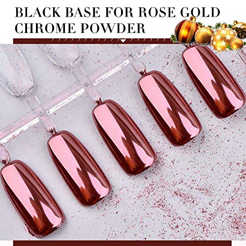PrettyDiva Rose Gold Chrome Nail Powder Mirror Effect Glitter Nail Powder Manicure Pigments (Rose Gold)