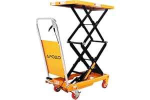 APOLLOLIFT Hydraulic Lift Table, 330lbs Capacity 43.3" Lifting Height, Double Scissor Lift Table Cart, 4 Wheels Lift Truck with Protective Baffle for Material Handling and Transportation