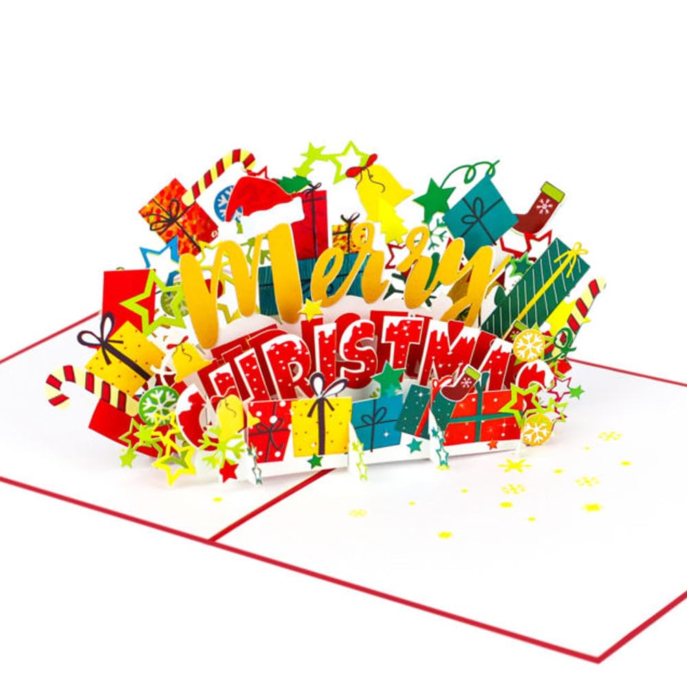 CardPop Pop Up Christmas Cards. 3d Merry Christmas Text Pop Up Christmas