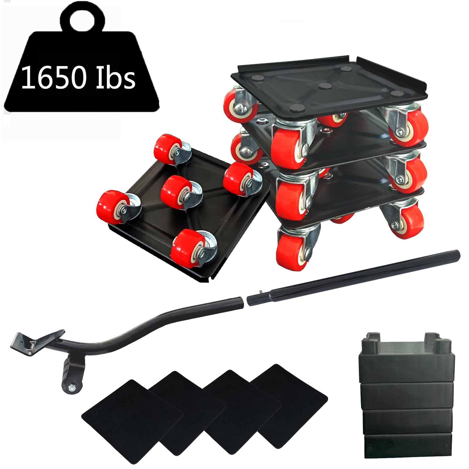Photo 1 of Furniture-Dolly-Furniture-Movers with-5-Wheels, Furniture Sliders Lifters Tool Set for Moving Heavy Duty, Furniture Dollies, Max Capacity 1650Ib Red