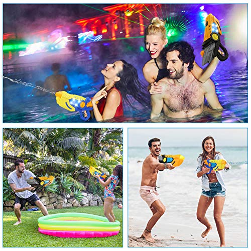 Electric Water Gun Squirt Guns Fully Automatic Water Blaster with Led Light High Capacity Long Range Waterproof Battery Cover for Kids Adult for Pool Party Outdoor Beach Water Fighting (Blue)