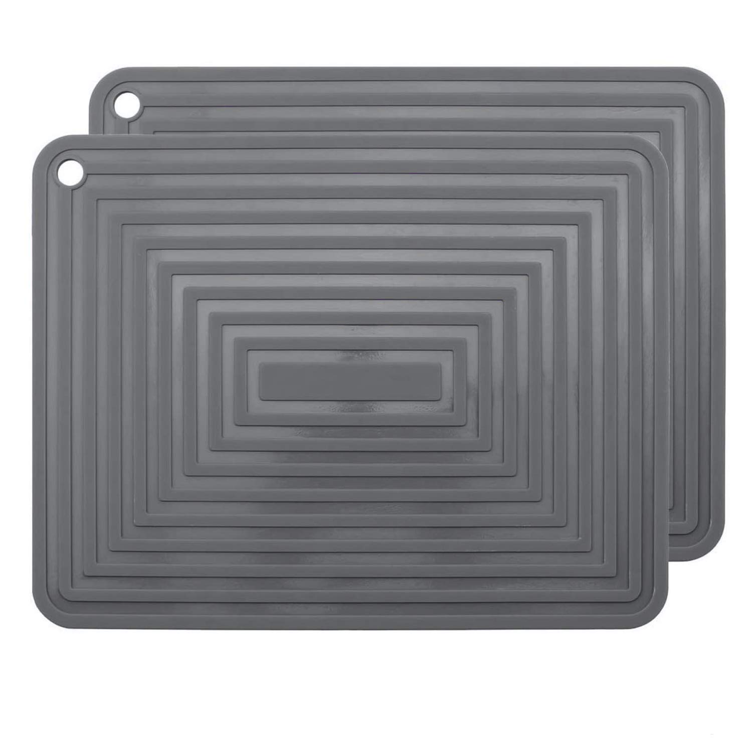2 Pack Large Silicone Trivet Mats,Heatproof Hot Pads Pot Holder,9"x12" Non Slip Flexible Durable Heat Resistant Pot Coaster Kitchen Countertop Table Mats (Dark Grey)
