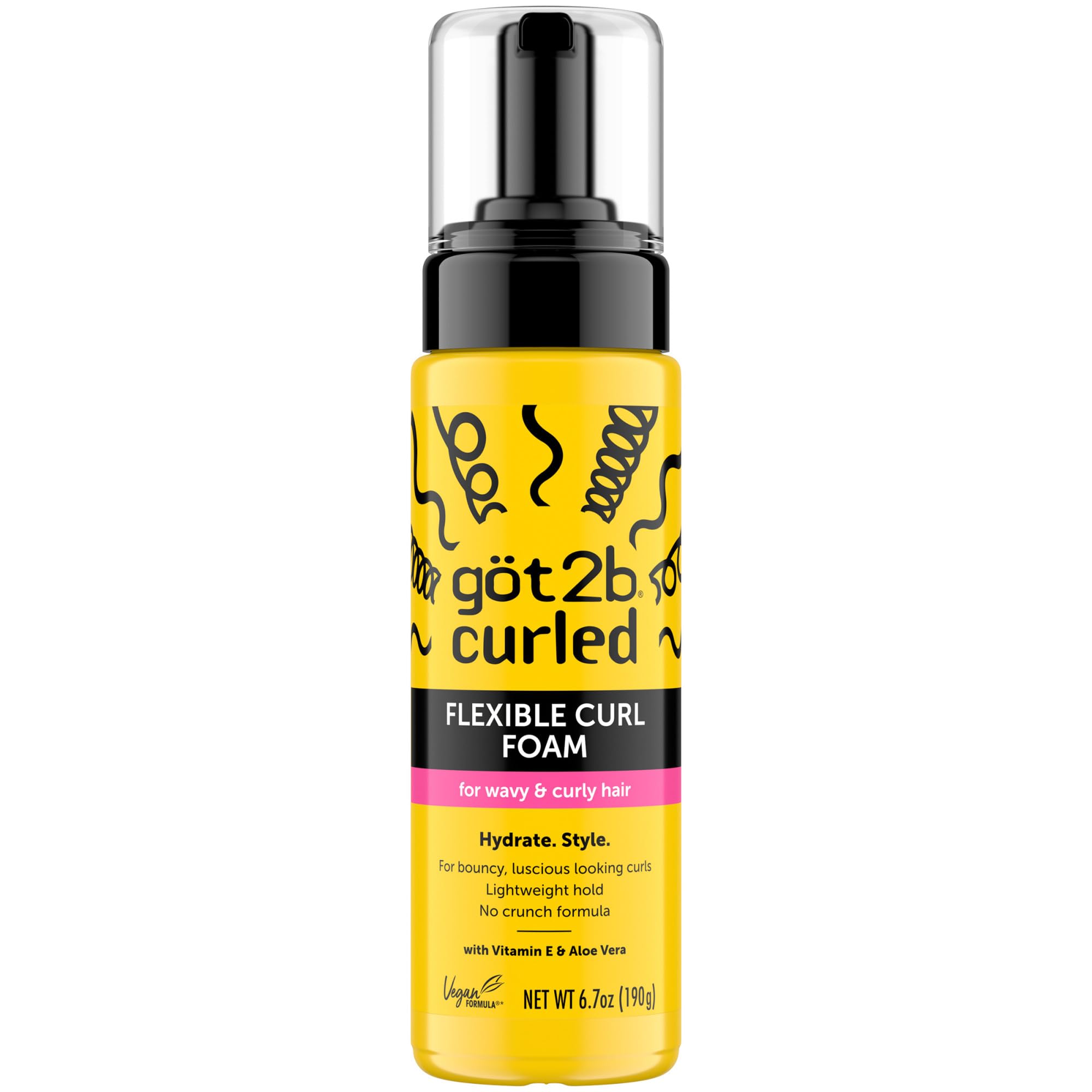 Photo 1 of Got2B Curled Flexible Curl Foam, 6.7oz, for type 2-3 curls, wavy & curly hair, for bouncy curls, lightweight hold, no crunch formula