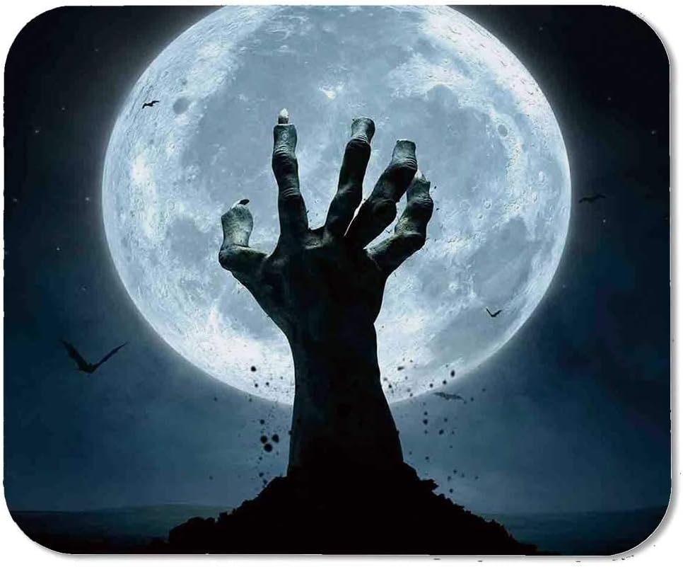 Halloween Decorations Office Mouse Pad Zombie Earth Soil Full Moon Bat Horror Story October Twilight Themed For Office Computer Desk 7 W X 9 L X 0 078 H Amazon Ca Office Products