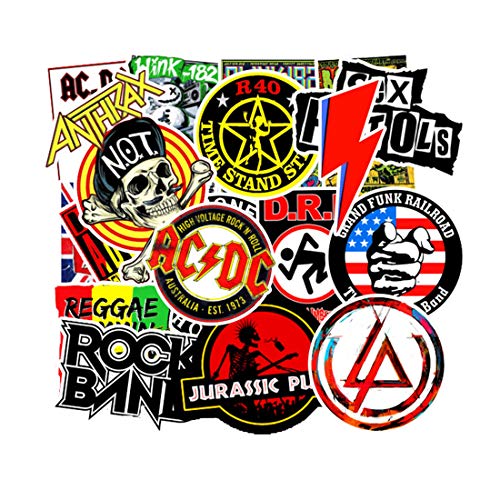 Band Stickers Rock and Roll Music Stickers, 100 Pcs/Pack Vinyl Waterproof Stickers for Personalize Laptop, Electronic Organ Guitar Piano Helmet Skateboard Luggage Graffiti Decals (Stickers - A1)