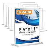 10 Pack Acrylic Sign Holder 8.5 x 11, Double-Sided