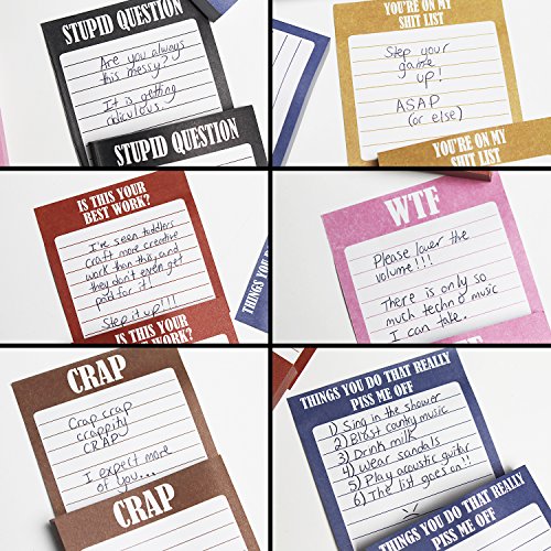 Pack of 12 Funny Sticky Notes Sarcastic Notepads, Humorous Adhesive