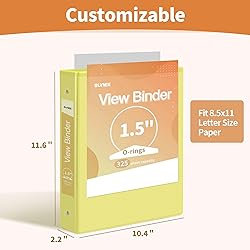 SUNEE 3 Ring Binder 1.5 Inch 1 Pack, Clear View