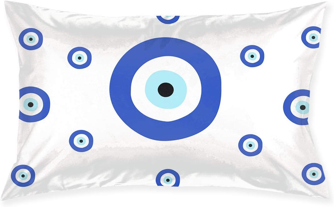 Kotdeqay Tileable Texture with Greek Blue Evil Eye Hotel Quality Throw Pillow Cases Multi Color Stardard Size 45x76CM(20x30IN)