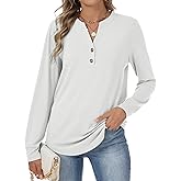 Lallabai Women's Long Sleeve Shirts Fall Button Henley Tunic Tops Dressy Casual Blouses 2026 T-Shirts Outfits Fashion Clothes