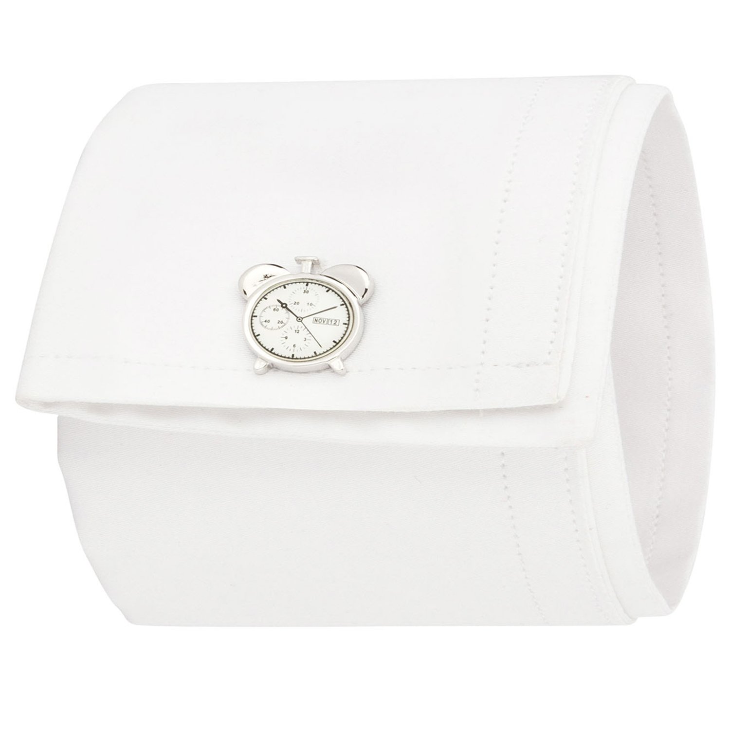 Knighthood Silver Metal Alarm Clock Shaped Cufflinks for Men