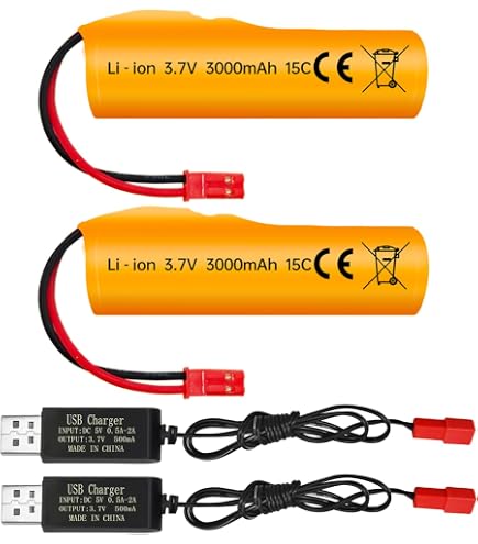Lot De 4 Batteries Li-Ion 3.7V 3000mAh + 4 Chargeurs USB SM-2P – Protection Intelligente, Charge Simultanée, Pour Télécommandes, Robots, Lampes, Bricolage Batterie Li-ion 3.7V 3000mAh