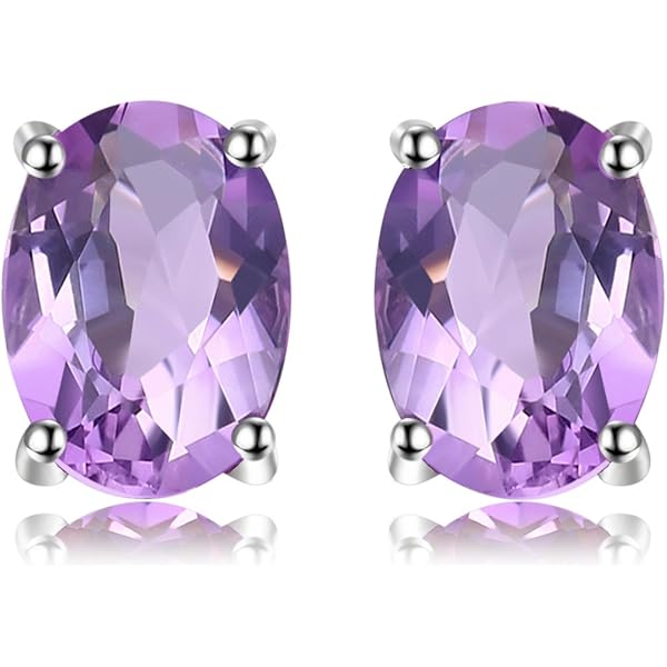Silvershake 7mm Genuine Amethyst 925 Sterling Silver Stud Earrings - February Birthstone Jewelry
