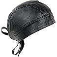 Milwaukee Leather SH319 Unisex Black Leather Skull Cap