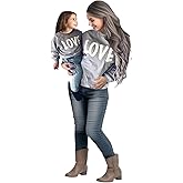 Y&TBABY Mommy and Me Love Print Long Sleeve Pullover Tee Tops Family Matching Casual Sweatshirt T-Shirt Clothes Outfits