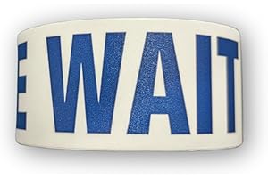 LITEMARK Please Wait HERE Floor Signs, Durable Queue Line Sticker for HIPAA, Patient Privacy, Store Checkout, Ticket Counter, Slip Resistant Safety Decal, (30 Messages Roll)