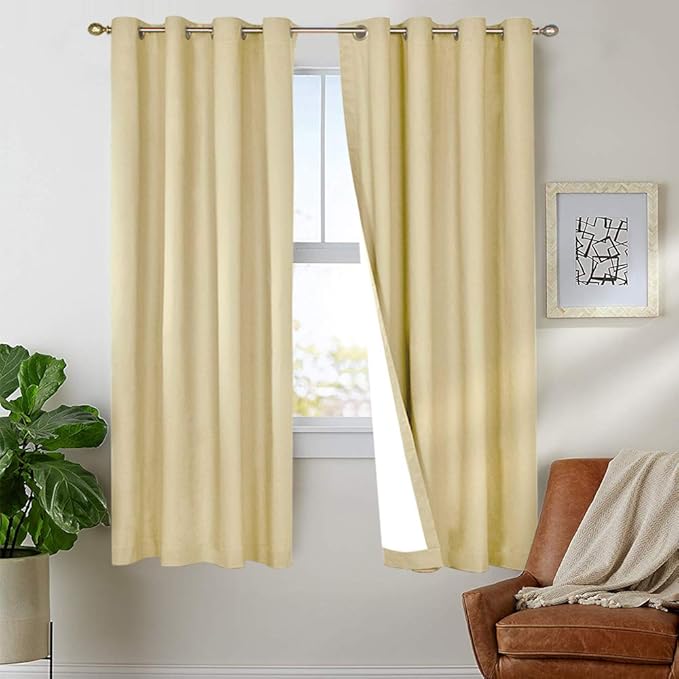 Blackout Curtains Lined Thermal 63 Inches Length Light Reducing Panels