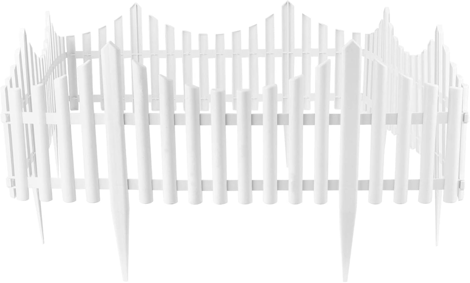 DOITOOL Flexible White Picket Fence Border for Garden, 5 Pcs Decorative Landscape Edging Fences, Grass Lawn Flowerbeds Plant Borders (White)
