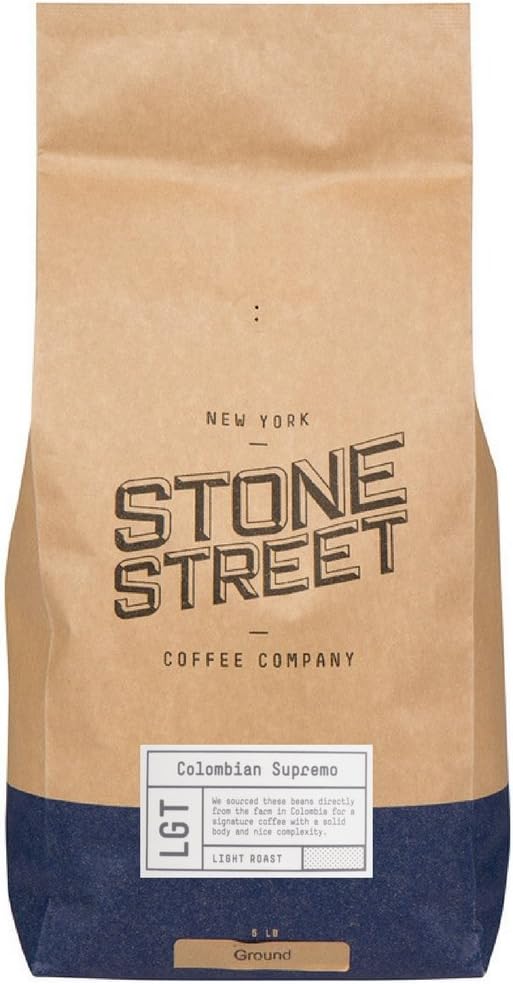 Stone Street Coffee Colombian Supremo Fresh Roasted Coffee, 5 lb Ground