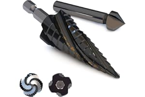 METOTY (3/16" to 7/8") Step Drill Bits Set Cobalt & High-Speed Steel Kit for Metal, Stainless Steel, Aluminum, Wood, Plastic - Impact Ready with 1/4" Hex Shank