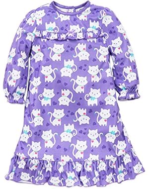 Toddler Girls Kitty Cat Long Sleeve Nightgown Sleepwear 2T-4T