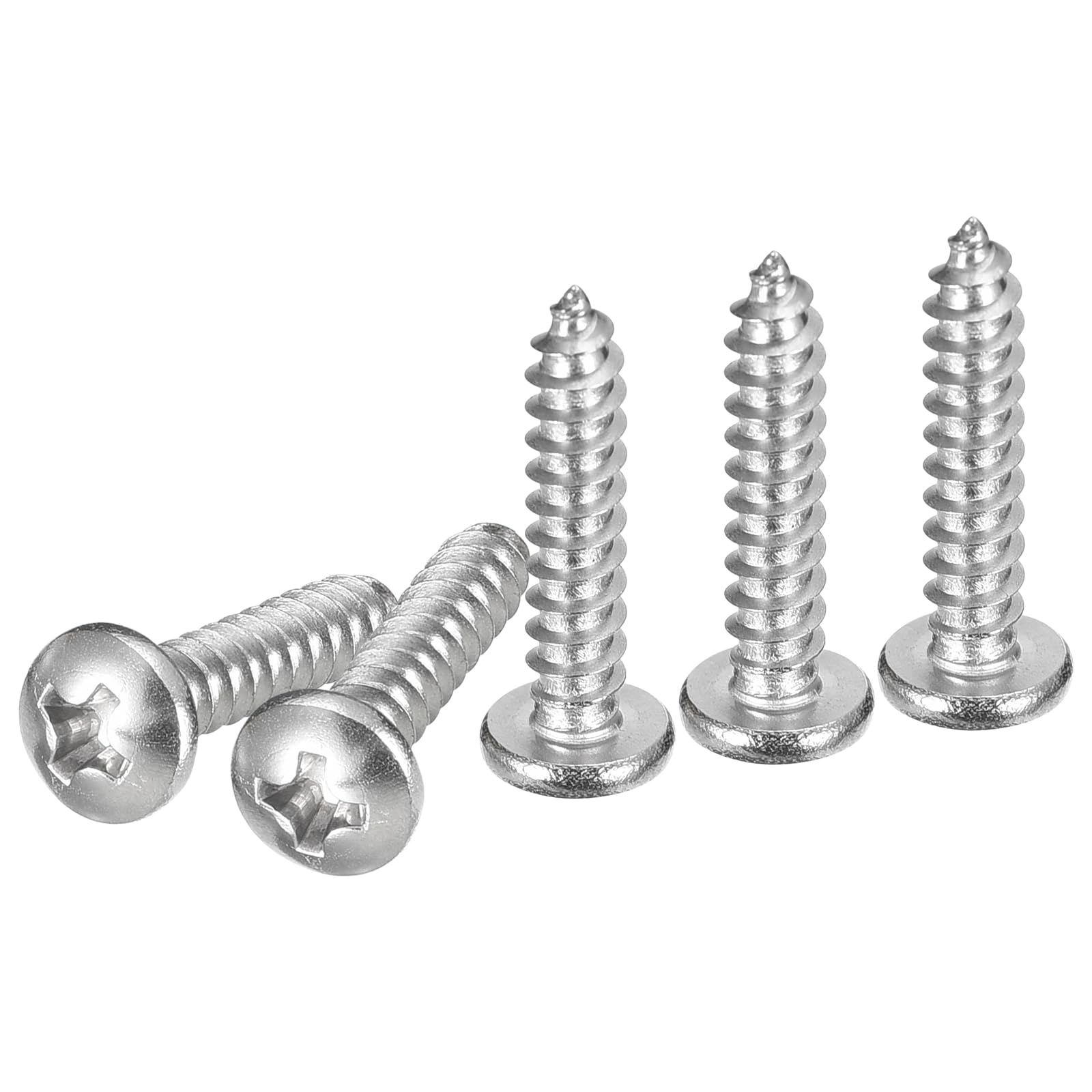 DTGN #7x3/4" Phillips Pan Head Self-tapping Screw - 100Pack - Bright Finish 304 Stainless Steel Sheet Metal Screws Wood Screws — image 1
