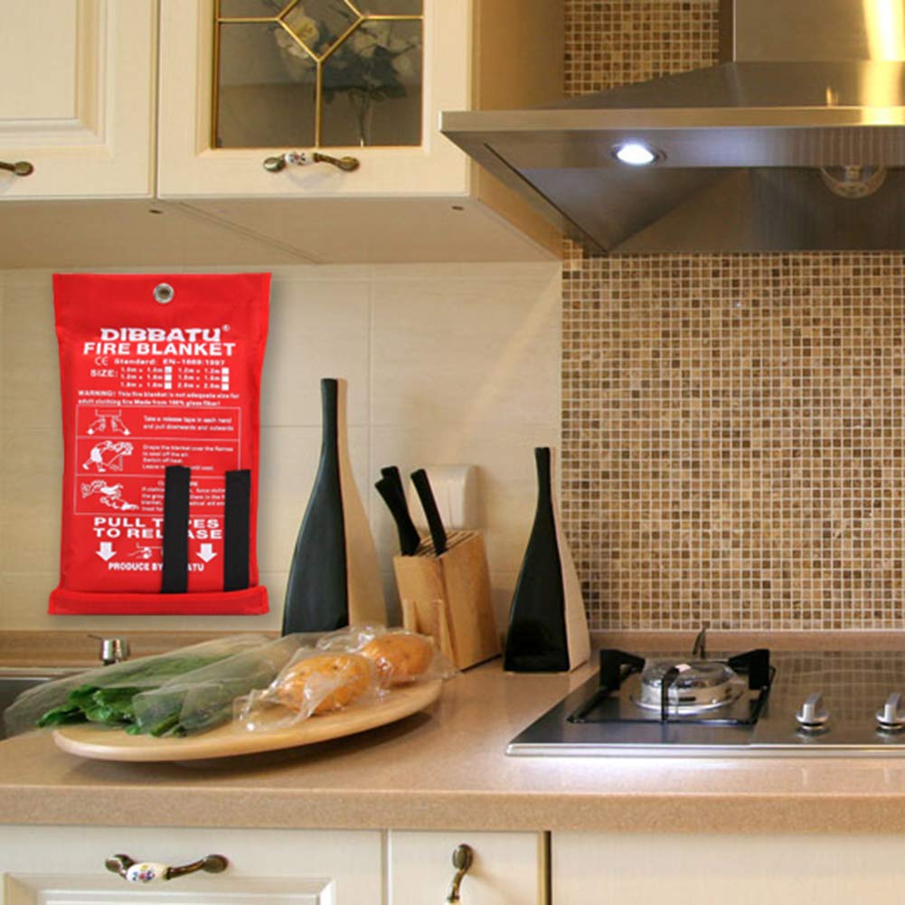 Dibbatu Fire Blanket Emergency Flame Retardent Shelter Safety Cover Designed For Kitchen Fireplace Grill Car Camping 4 Pack Free Gloves Emergency Blankets Sports Outdoors