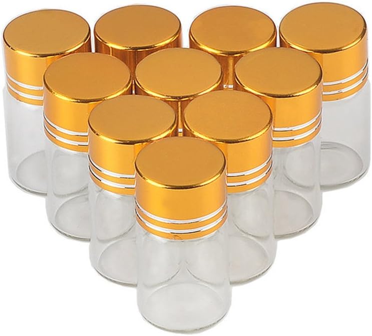 2ml Mini Glass Bottles Crafts Cute Bottles Aluminum Cover Empty Wishing Gift Bottles Jars Decorate 24 Units (24, 2ml)