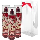 Bath & Body Works JAPANESE CHERRY BLOSSOM Fine Fragrance Mist Gift Set with a Red Bow for Holiday & Gifts - Pack of 3
