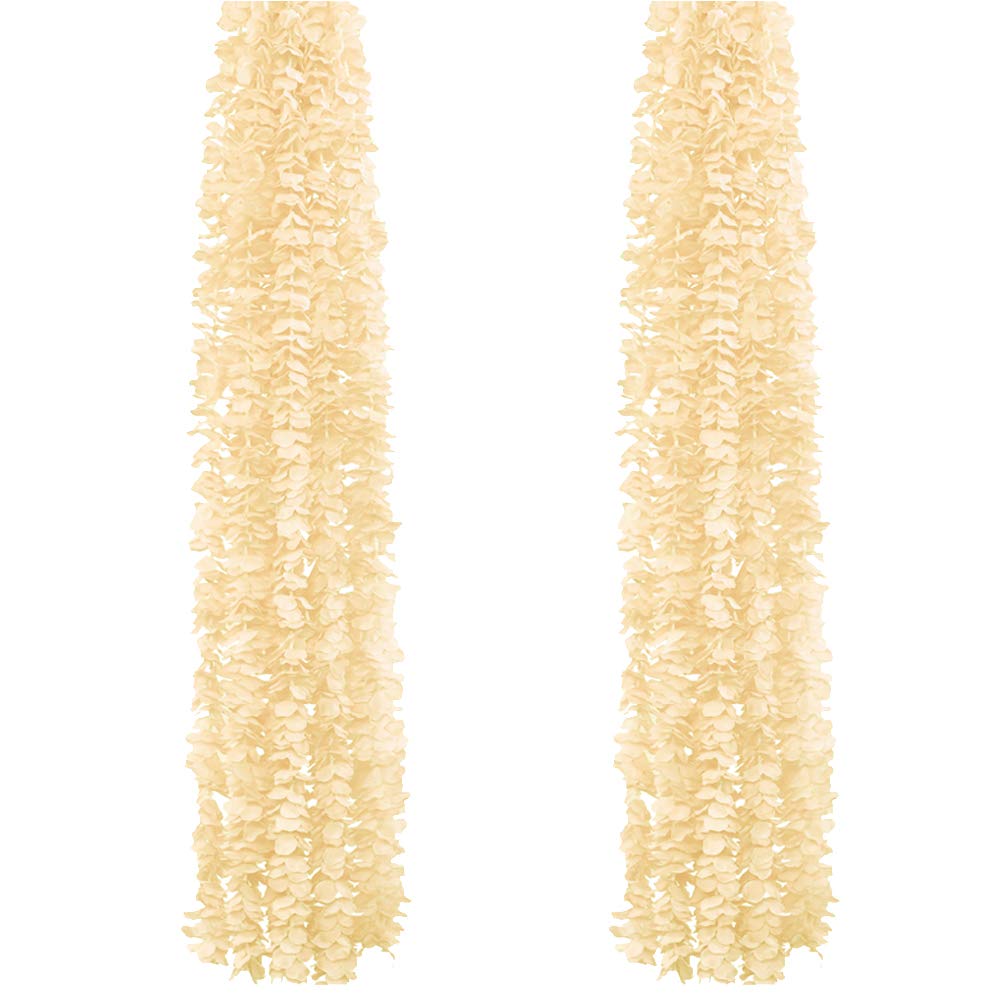 KingYH 10 Pack 100cm Artificial Flowers Garlands Silk Hydrangea Hanging Garlands Vine for Wedding Backdrop Flower Wall Decoration Home Photo Booth Garden Hawaii Party Decorations Necklace-Champagne