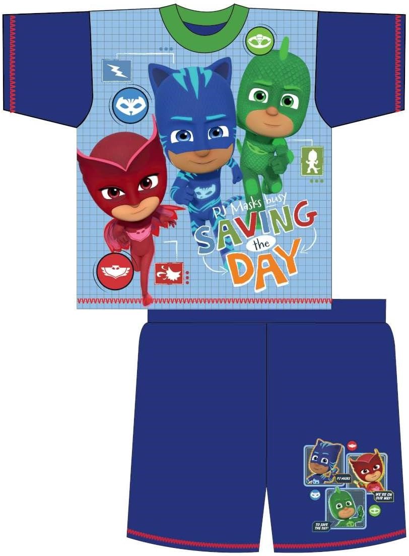 100% Official Boys Kids Childrens Character PJ Masks 2 Piece Shortie Pyjama Set Saving The Day