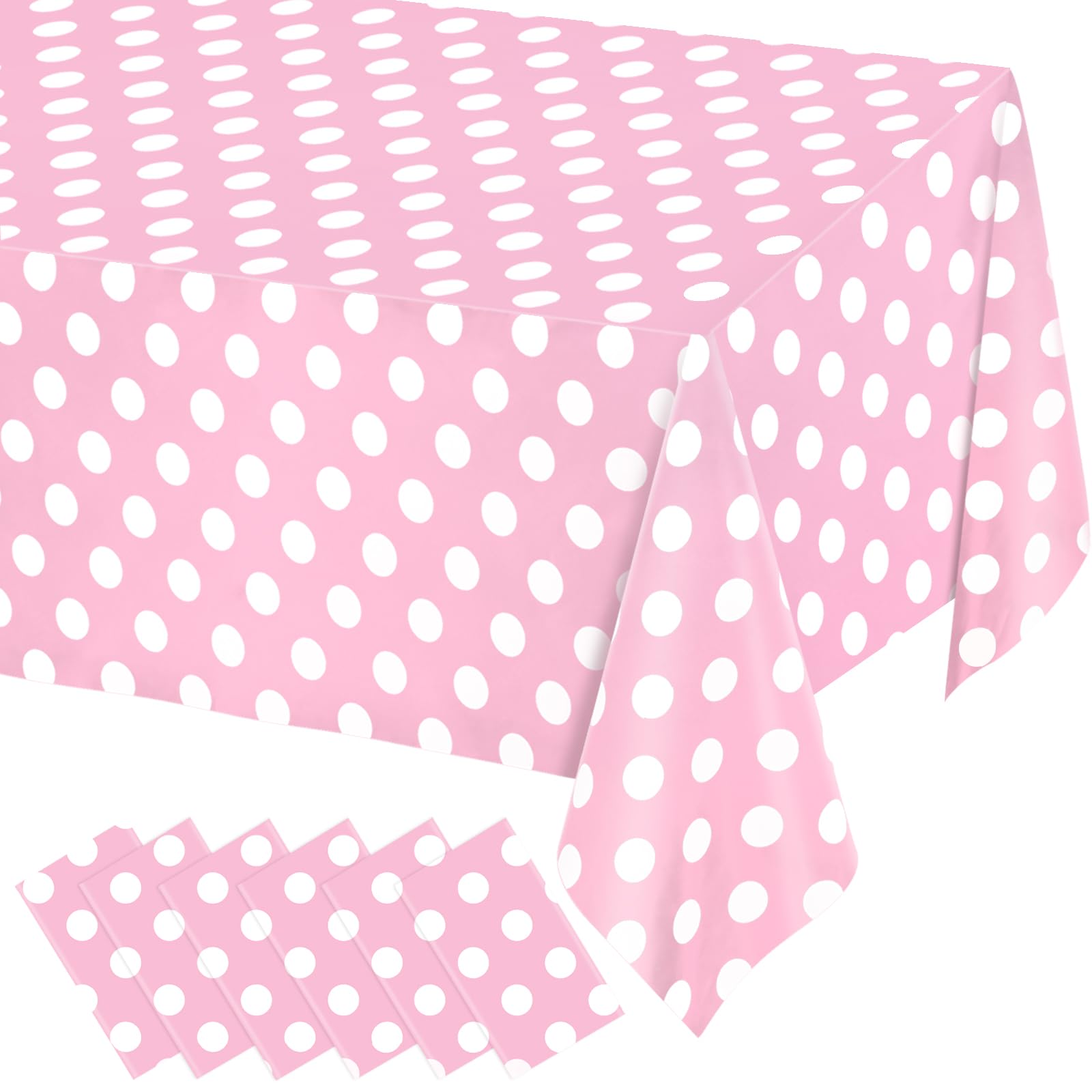 WNINK 6 Pack Light Pink and White Polka Dot