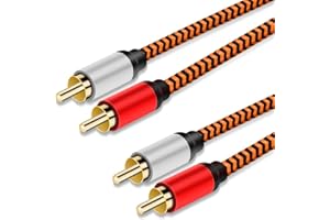 2RCA to 2RCA Cable 15ft, LiuTian Gold-Plated [Copper Shell] [Heavy Duty] Nylon Braid 2 RCA Male to 2 RCA Male Jack Stereo Aud