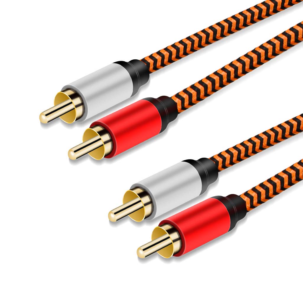 2RCA to 2RCA Cable 8m, Youii Gold-Plated [Copper Shell] [Heavy Duty] Nylon Braid 2 RCA Male to 2 RCA Male Jack Stereo Audio Cable, RCA Cable. (8m)